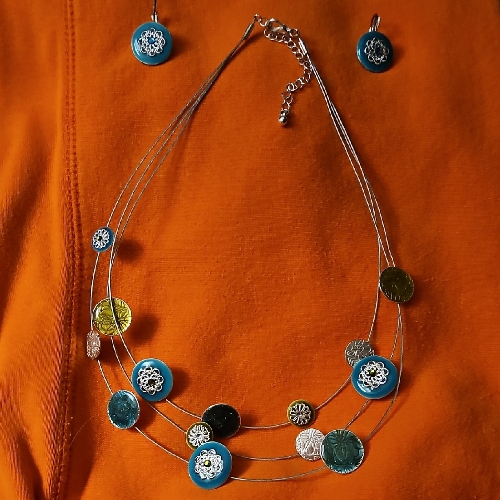 Blue and Silver Evil Eye Multi-Strand Necklace